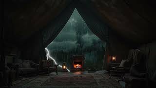 RAIN and STORM Camping in AIR TENT that is more cozy and relaxing than home ASMR [upl. by Mahalia]