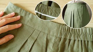 How To Sew Half Elastic Waistband  Elastic Back Waistband Sewing Tutorial  Thuy Sewing [upl. by Sugna]