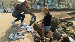 Wimereux  des collégiens de la région parisienne nettoient la plage [upl. by Mcleroy844]