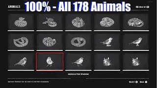 RDR2 Full Compendium 178 Animals  Red Dead Redemption 2 PS4 Pro [upl. by Anitselec]