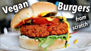 HOW TO MAKE VEGAN BURGERS FROM SCRATCH when youre a noob [upl. by Nossila]