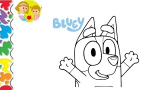 How to draw bluey💙💙💙🌈  stepbystep bluey drawing colouring  drawingforkids  bluey drawing draw [upl. by Niboc]