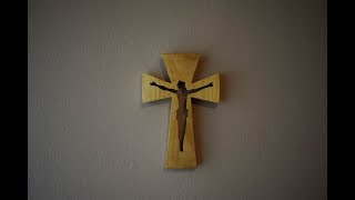 Making Wooden Wall Cross  Woodworking Project  Scroll Saw [upl. by Pouncey20]