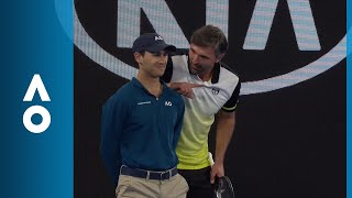 Goran Ivanišević takes time out with linesman  Australian Open 2018 [upl. by Juliane687]