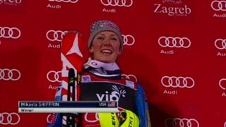 Shiffrin New Snow Queen with 119 second Victory in Zagreb SL  USSA Network [upl. by Riplex]