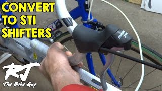 How To Convert From Downtube Shifters To STI Shifters Brifters On Vintage Bike [upl. by Chilt230]