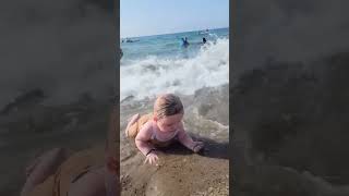 Baby Enjoying The Beach Baby Funny Video  Small baby Cute Video  Videos [upl. by Ativet]