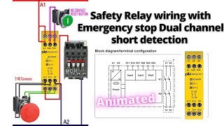 How to wire Safety Relay  Emergency Stop Dual Channel Monitoring with reset  Easy Explained [upl. by Phox]