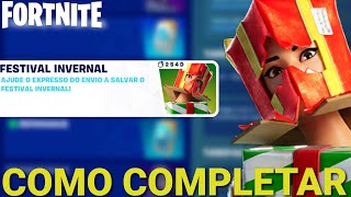 COMO COMPLETAR TODAS AS MISSÕES DO FESTIVAL INVERNAL DIA 4  FORTNITE [upl. by Verneuil]