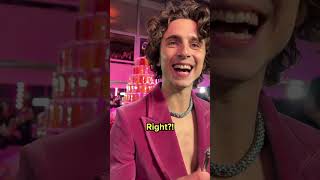 Timothée Chalamet losing it over a tiny mic 🎤 shorts [upl. by Inttirb352]