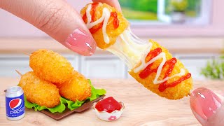 🌭 Cheesy Miniature Fried Korean Mozzarella Corn Dog Recipe 🧀 Cooking And Eating Tina Mini Cooking [upl. by Lira259]