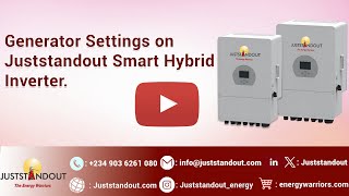 How to put generator Settings of Juststandout Smart Hybrid Inverters [upl. by Ecnarf]