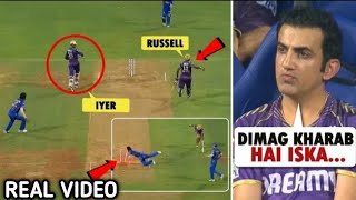 angry Andre RuSsell Break Bat when Hardik Pandya did stunning Run out Andre Russell as Venkatesh [upl. by Simah]