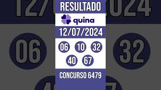 QUINA hoje  12072024  Resultado concurso 6479 [upl. by Endora866]