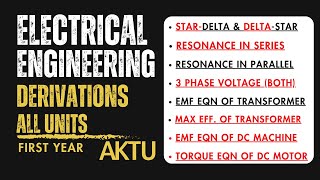 electrical engineering btech 1st year  All Units Derivations  Aktu Exams  First Year  BEE101 [upl. by Kantos]