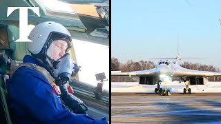 Putin flies Russian supersonic nuclear bomber in Kazan [upl. by Jurgen]