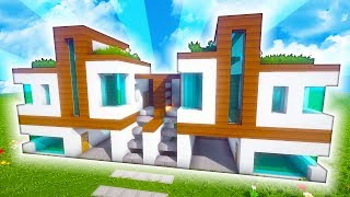 MINECRAFT CASA MODERNA DOBLE CON GARAJES  TUTORIAL [upl. by Annaiuq]