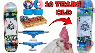 10 Year Old Skateboard Gets a New Setup ft Angry Rooster [upl. by Anilecram]