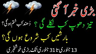 Next 15 days Weather Report Rains Snow Expected Date in Pakistan Weather update1331 January [upl. by Oninrutas225]