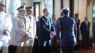 Presidente Danilo Medina recibe saludos de oficiales militares y policiales [upl. by Robillard889]