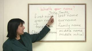 English Vocabulary  First name Given name Forename Whats your name [upl. by Ayeka]