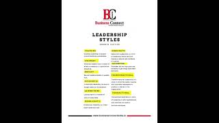 Leadership styles  Business Connect Magazine  leadership businessnews [upl. by Ydrah608]