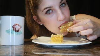 ASMR Eating Raw HoneyComb  Sticky Satisfying Mouth Sounds [upl. by Llennor]