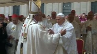 Two popes preside over dual sainthood ceremony [upl. by Spohr486]