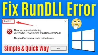 How To Fix RunDLL Error In Windows 1087 PC Or Laptop  Fix Rundll32Exe Error Easily amp Quick [upl. by Cerelia644]