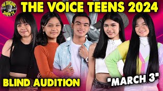 The Voice Teens Philippines 2024 March 3 Blind Audition  The Singing Show TV [upl. by Corney]