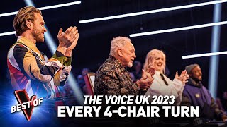 Every 4CHAIR TURN on THE VOICE UK 2023 [upl. by Novaelc]