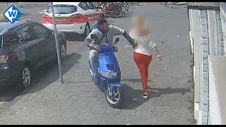 Straatrover op scooter slaat 7 keer toe in Den Haag [upl. by Ialda]