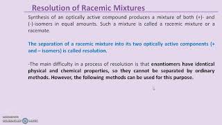 Recemization and Resolution of Racemic mixture [upl. by Eirb]