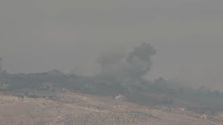 Explosions along Israeli border with Lebanon [upl. by Mikihisa846]