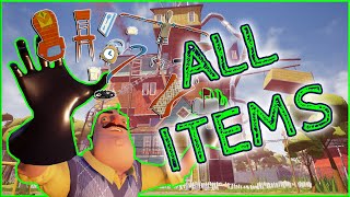 ALL ITEMS in Hello Neighbor Alpha 4 [upl. by Arfihs972]