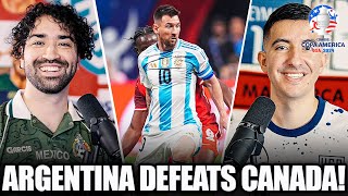 quotMessi MISSED 2 Sittersquot Argentina DEFEATS Canada 20  COPA AMERICA REACTION [upl. by Goines]