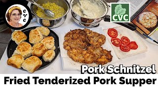 Fried tenderized cube steak homemade biscuits and gravy [upl. by Beberg]