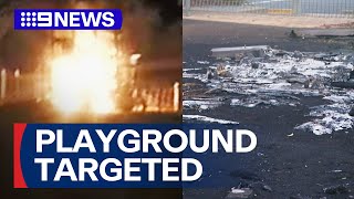 Arsonists target Adelaide playground during school holidays  9 News Australia [upl. by Aillimat]