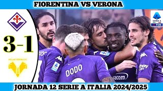 FIORENTINA VS VERONA  31  Jornada 12 Serie A Italia 202425 [upl. by Franklyn258]