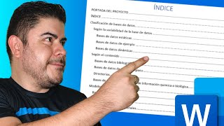 CÓMO CREAR ÍNDICE AUTOMÁTICO PARA TESIS O PROYECTOS EN WORD Tabla de contenido [upl. by Zelten]
