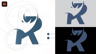 illustrator trick  Rhino  R Negative space logotype concept [upl. by Iaj]