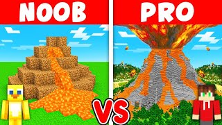 NOOB vs PRO ERUPTING VOLCANO HOUSE Build Challenge in Minecraft [upl. by Ahsinel334]