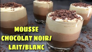 🍎❤️ VERRINES MOUSSE CHOCOLAT NOIRLAIT ET BLANC  RECETTE RAPIDE ET FACILE [upl. by Molli480]