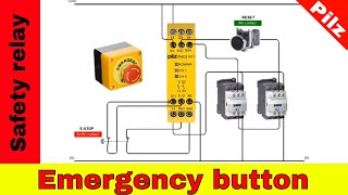 Wiring safety relay Pilz PNOZ and emergency stop button [upl. by Anwahsat]