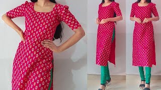 Casual wear Kurti Cutting amp Stitching Very Easily  KurtiSuit cutting stitching for beginners [upl. by Oruntha]