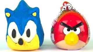 Sonic The Hedgehog Surprise Eggs Angry Birds Hello Kitty SweeTarts [upl. by Yarehs]