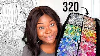 Using ALL 320 MARKERS on a SINGLE COLORING PAGE [upl. by Allerbag]