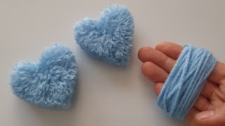 Easy Pom Pom Heart Making Idea with Fingers❤How to Make a Heart from String✔Beautiful And Easy [upl. by Ayifas510]