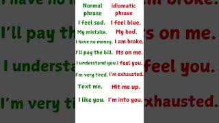 Normal Phrase Vs Idiomatic Phrase english englishgrammar idioms phrases shorts englishacademy [upl. by Releyks199]