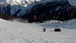 Chamonix helicopter rescue from Flegere after snowboarding accident [upl. by Eyk]